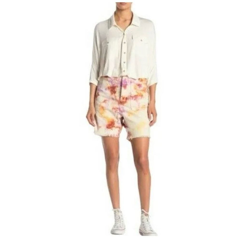 Free People She's A Legend Apricot Tie-Dye Bermuda Shorts
